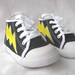 Shoes Painted Boys Super Hero Black Canvas Lightning Bolt
