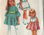 simplicity 8714, vintage 70s children's dress pattern, toddler size 6, chest 25 FREE SHIPPING to canada and usa