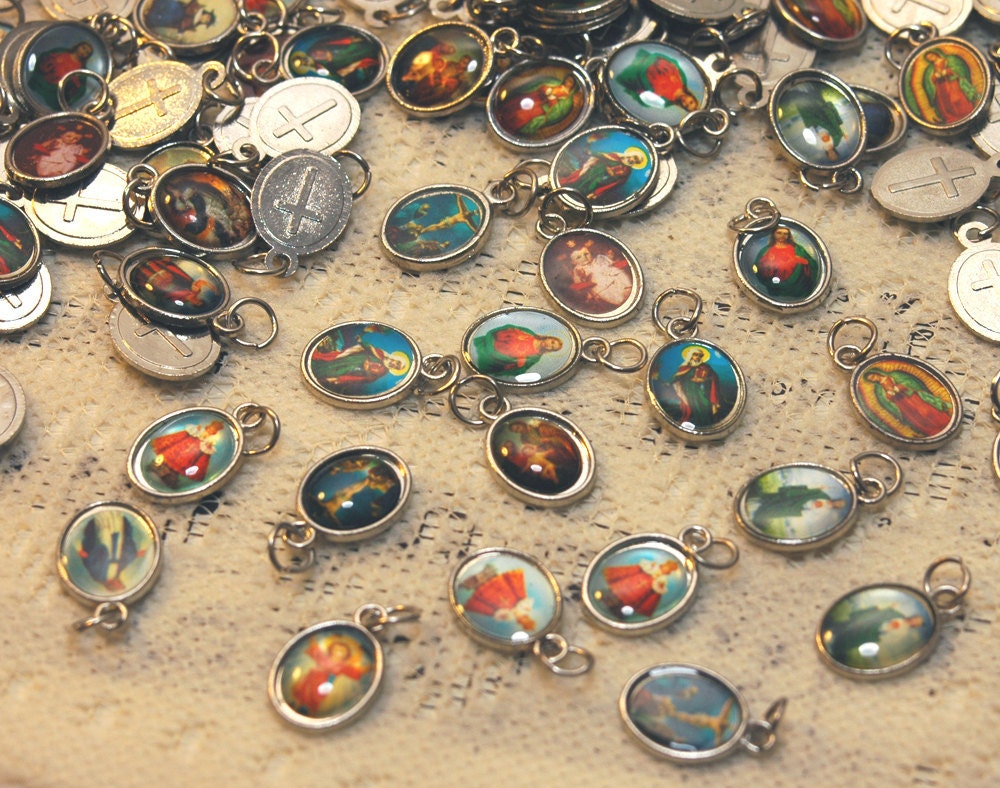 LAST LOT 50 Pieces Mini Metal Religious Charms - Virgin De Guadalupe - Virgin Mary - Jesus - Catholic Mexico Cross Crucifix Pendants