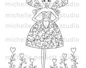 Digital Stamp Love Fairy Hearts Stamping Cardmaking Scrapbooking Flowers Wings Valentines