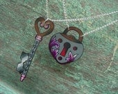best friends bf bff tattoo key and lock necklace