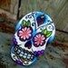 sugar skull with sacred heart and flowers tattoo ring (dia de los muertos calavera)