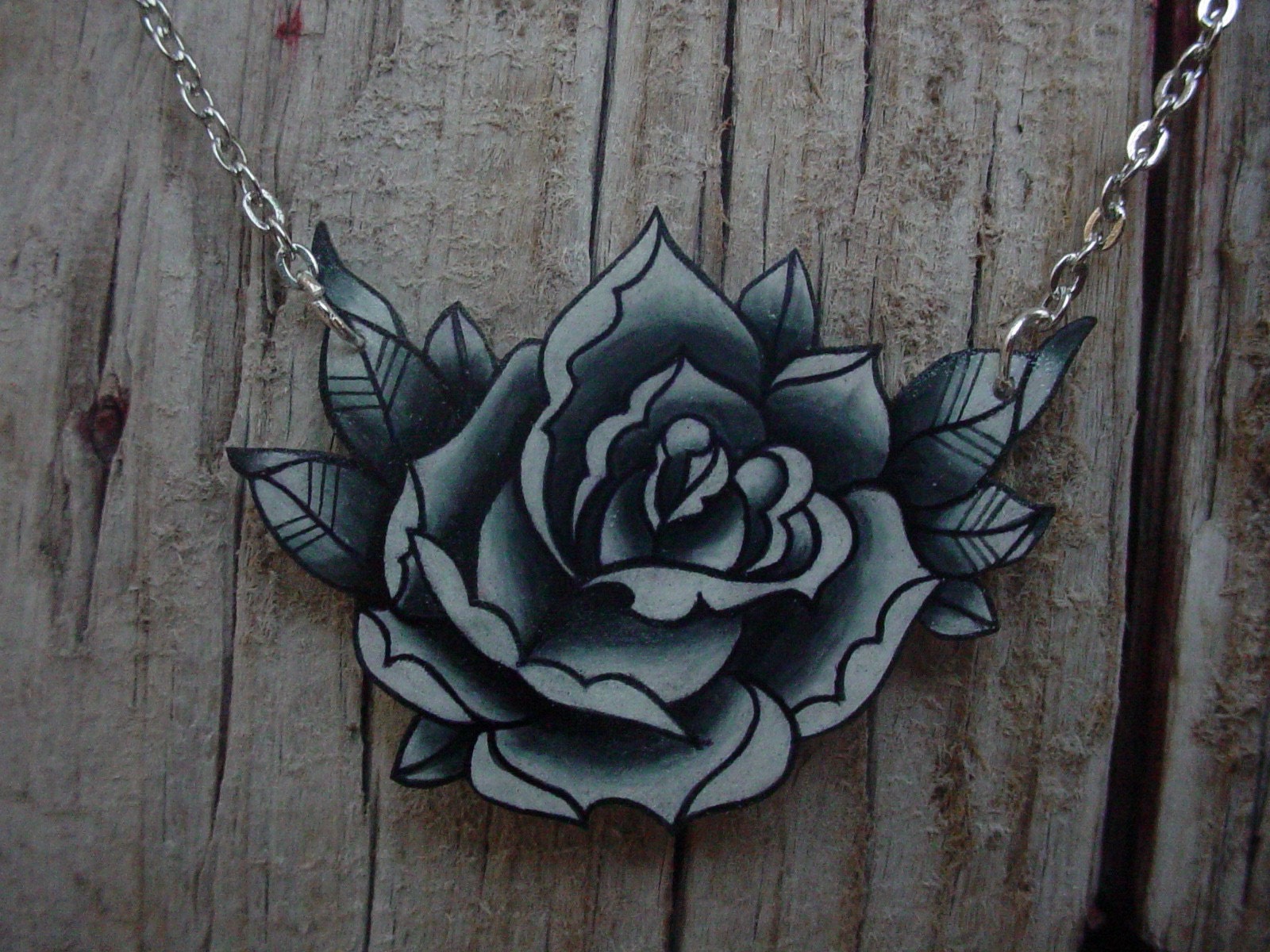 big vintage black and white surreal tattoo rose