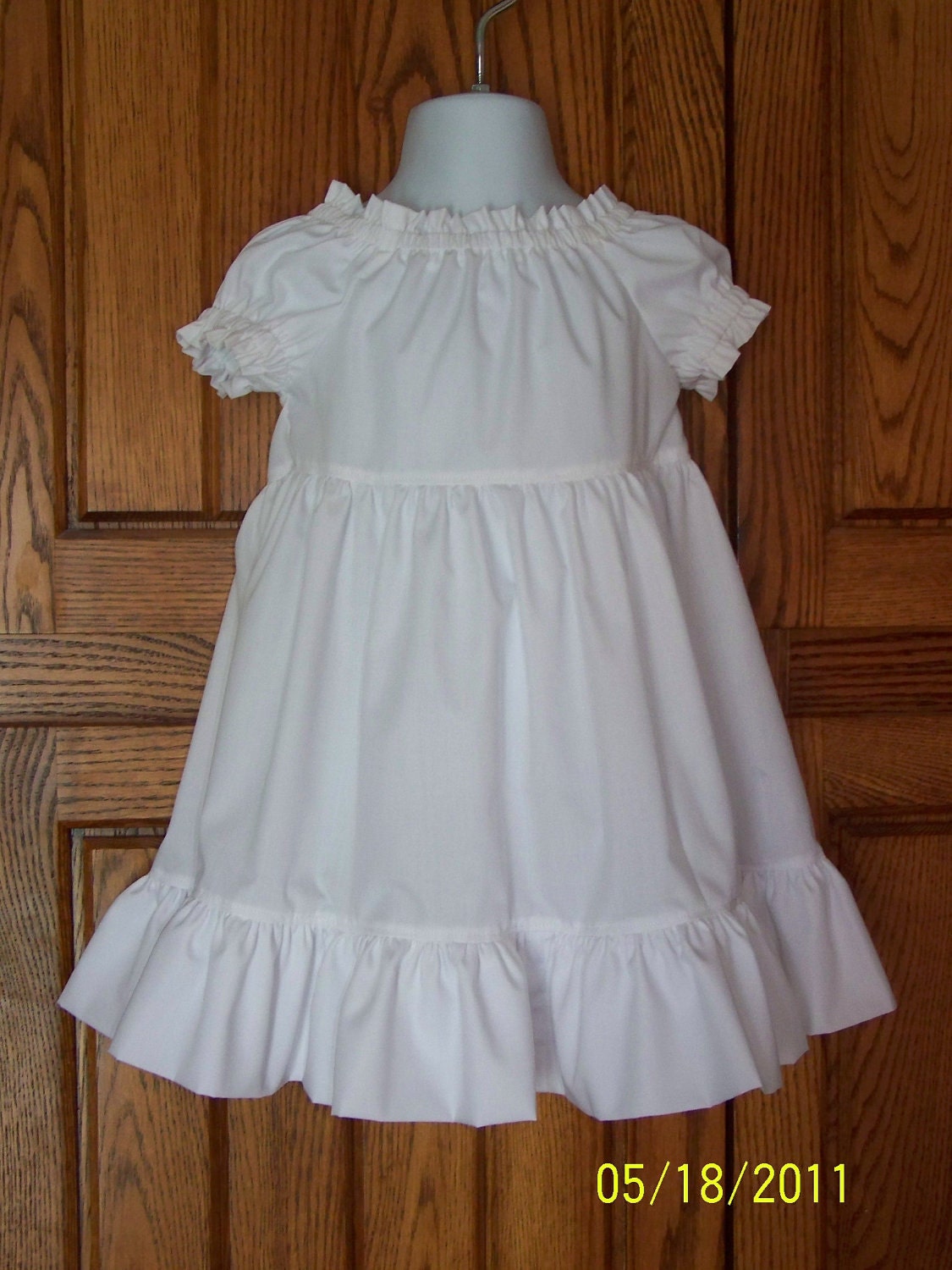 Items similar to Girls White Peasant Dress Size 4,5,6 on Etsy