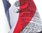 Cushion, Up-cycled Silk Scarf, Red White and Blue