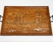 Up-cycled Antique Wooden Tray featuring London Bridge