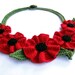 MADE to ORDER - CUSTOMIZABLE - Poppy - Collar, Necklace, Garland, Wreath, Red, Flowers, Crochet, Cotton yarn, Leaves, Romantic, Country