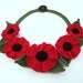 MADE to ORDER - CUSTOMIZABLE - Poppy - Collar, Necklace, Garland, Wreath, Red, Flowers, Crochet, Cotton yarn, Leaves, Romantic, Country