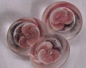 Vintage CARVED LUCITE BUTTONS Pink Pansy 1930s