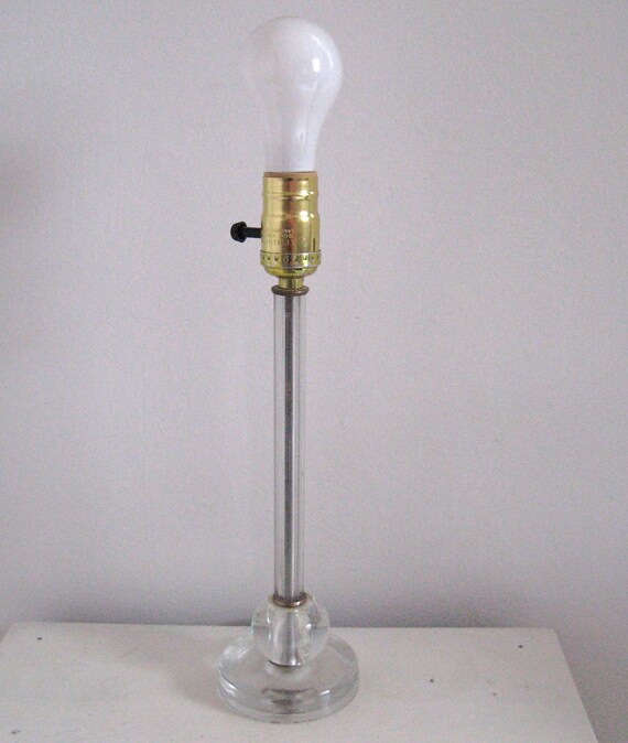 Vintage Glass CANDLESTICK LAMP BASE 1940s by vintagous on Etsy
