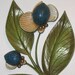 Vintage Olive and Blue WALL SCULPTURE by Syroco 1964