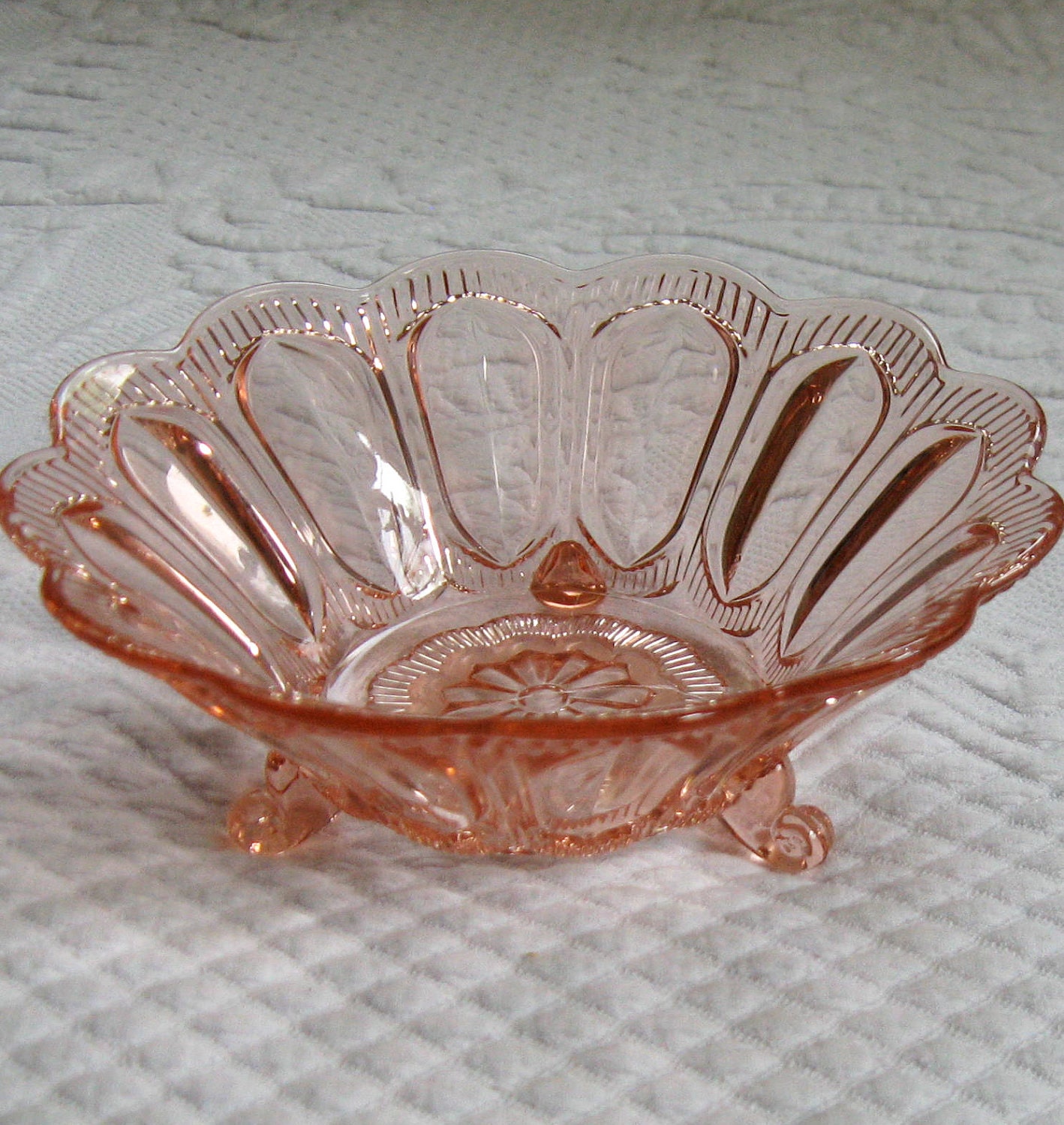 Vintage Pink Depression Glass Candy Dish 1930s By Vintagous 