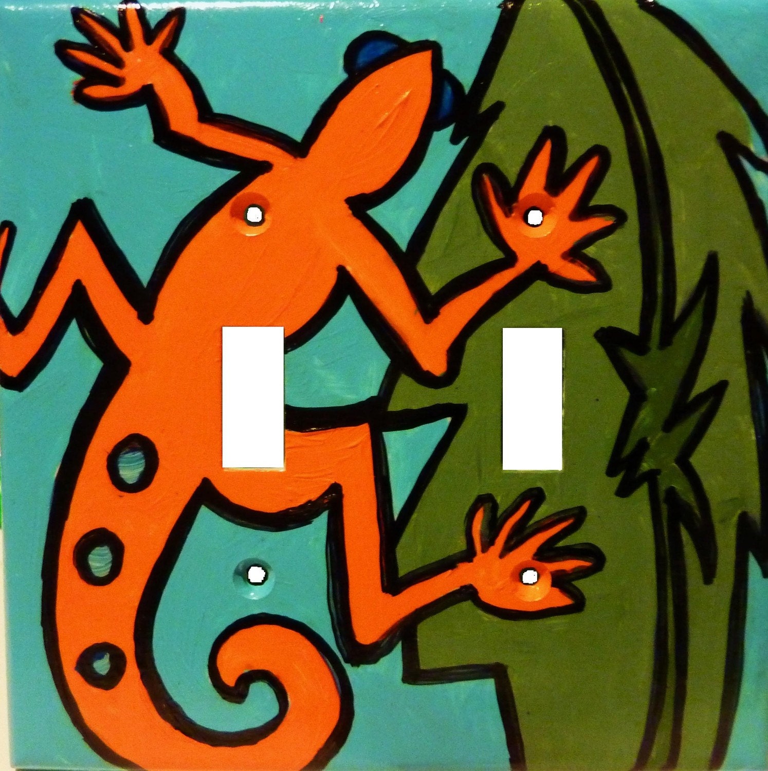 Lizards and Geckos - Life in the Tropics - Original Hand Painted Switchplate (Light Cover)