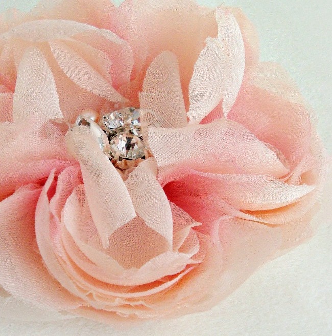 Hera Pink Fade Freshwater Pearl, Rhinestone and Gemstone Beading Bridal Hair Clip - SAMPLE SALE