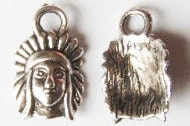 6 Indian Chief Charms 16x10mm