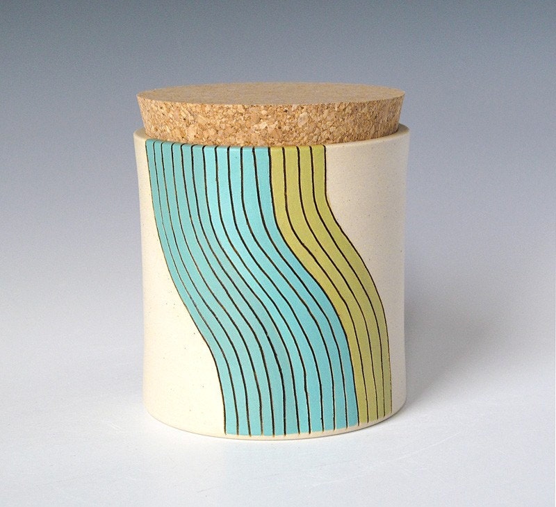 medium cork jar - wave design