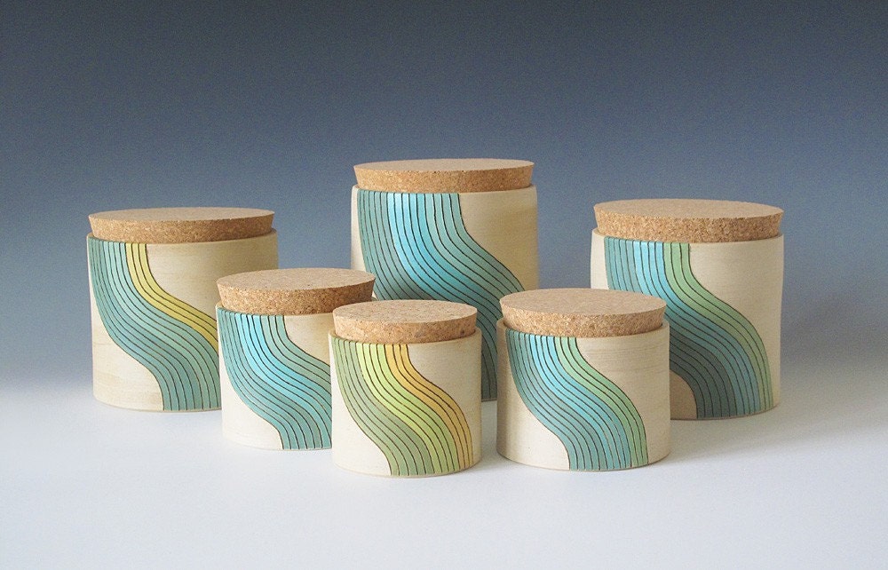 medium cork jar - wave design