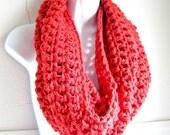 Infinity Scarf Cowl- Coral Extra Large Chunky Scarf   "Buy one get one 50% off lowest price"