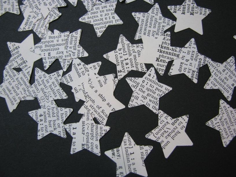 LARGE PACK vintage dictionary star cutouts
