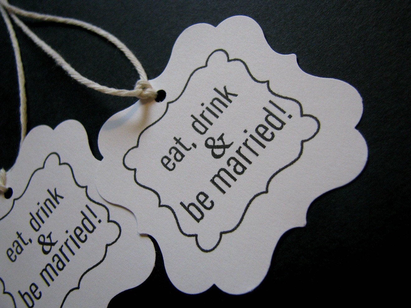 wedding favor tags - eat drink & be married