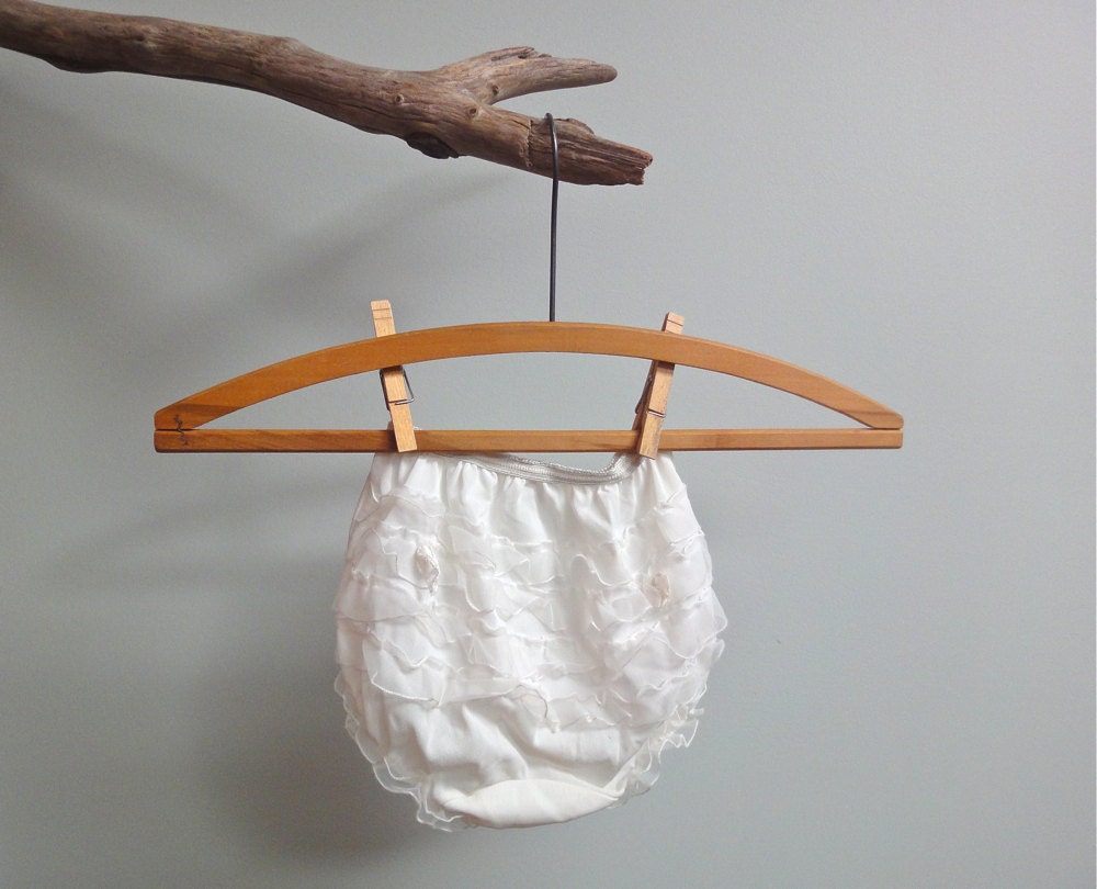 Little Girls Vintage White Nylon Ruffle Panty, Rhumba Panty