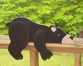 Black Bear Wood Shelf Sitter Rustic Cabin Country Home Lodge Northwoods Nursery Decor