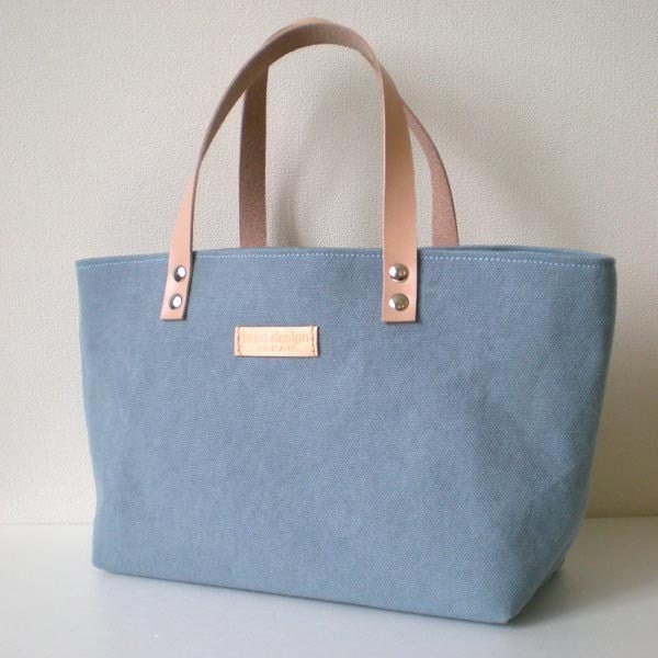 Mini canvas tote bag with leather straps in Wash by tagodesign