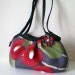 Zippered Japanese kimono Mini granny bag, Red camellia in gray