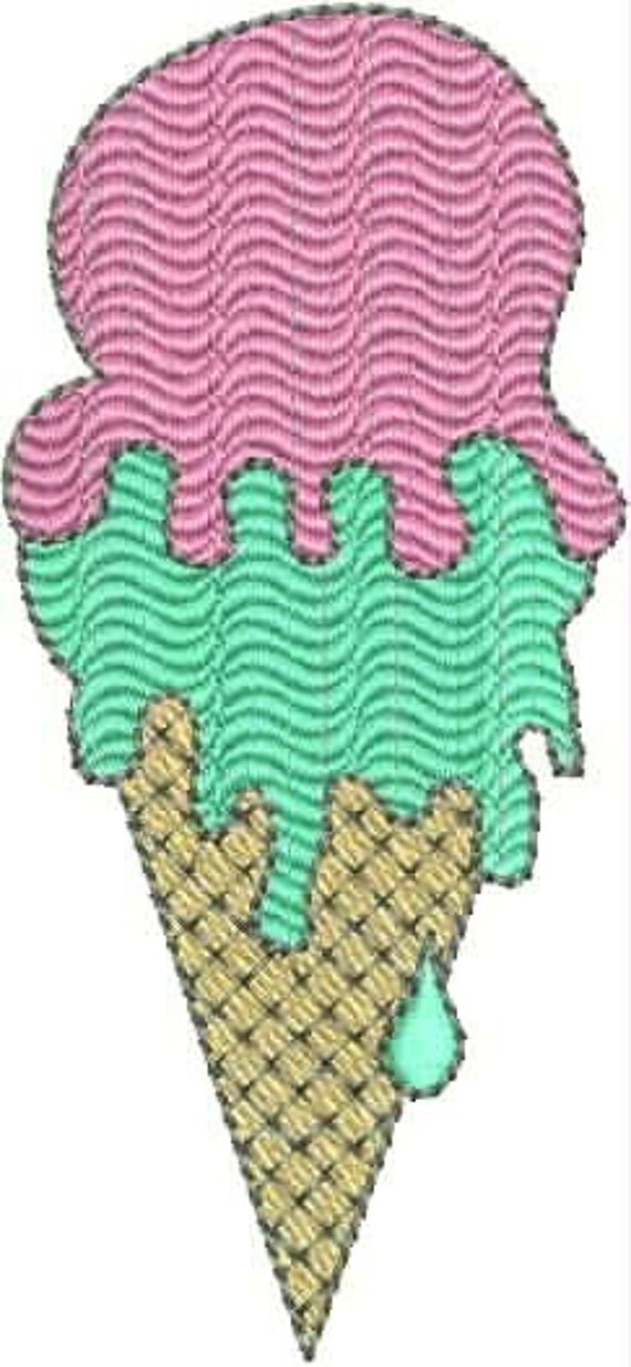 Ice Cream Cone Embroidery Design by DrusDesigns on Etsy