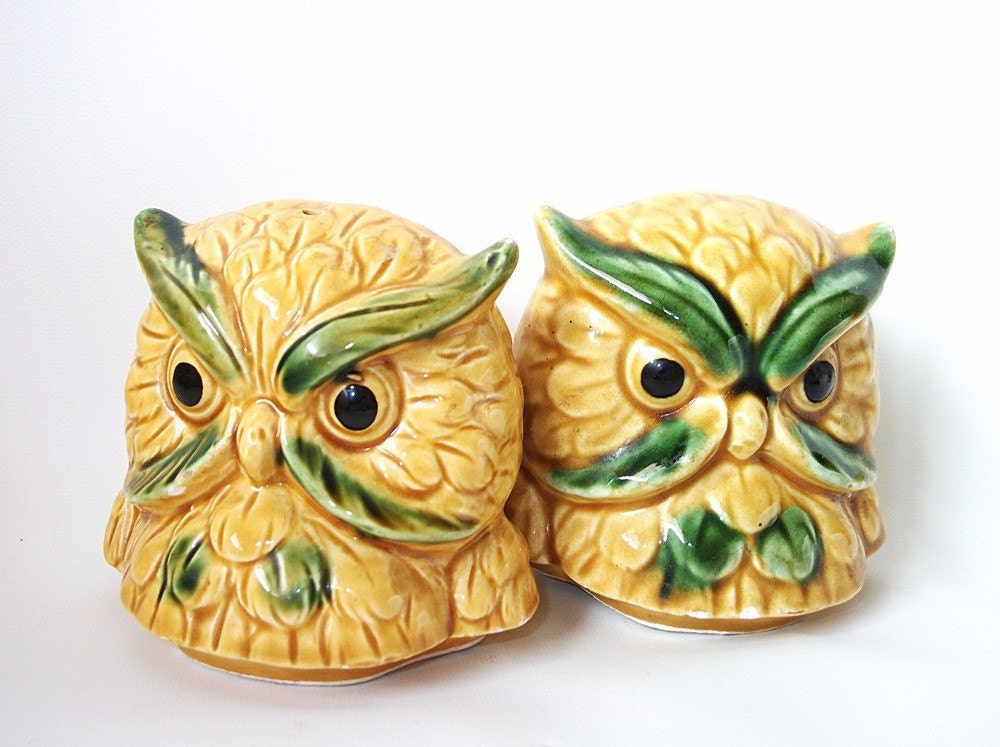 Vintage Owl Salt and Pepper Shakers