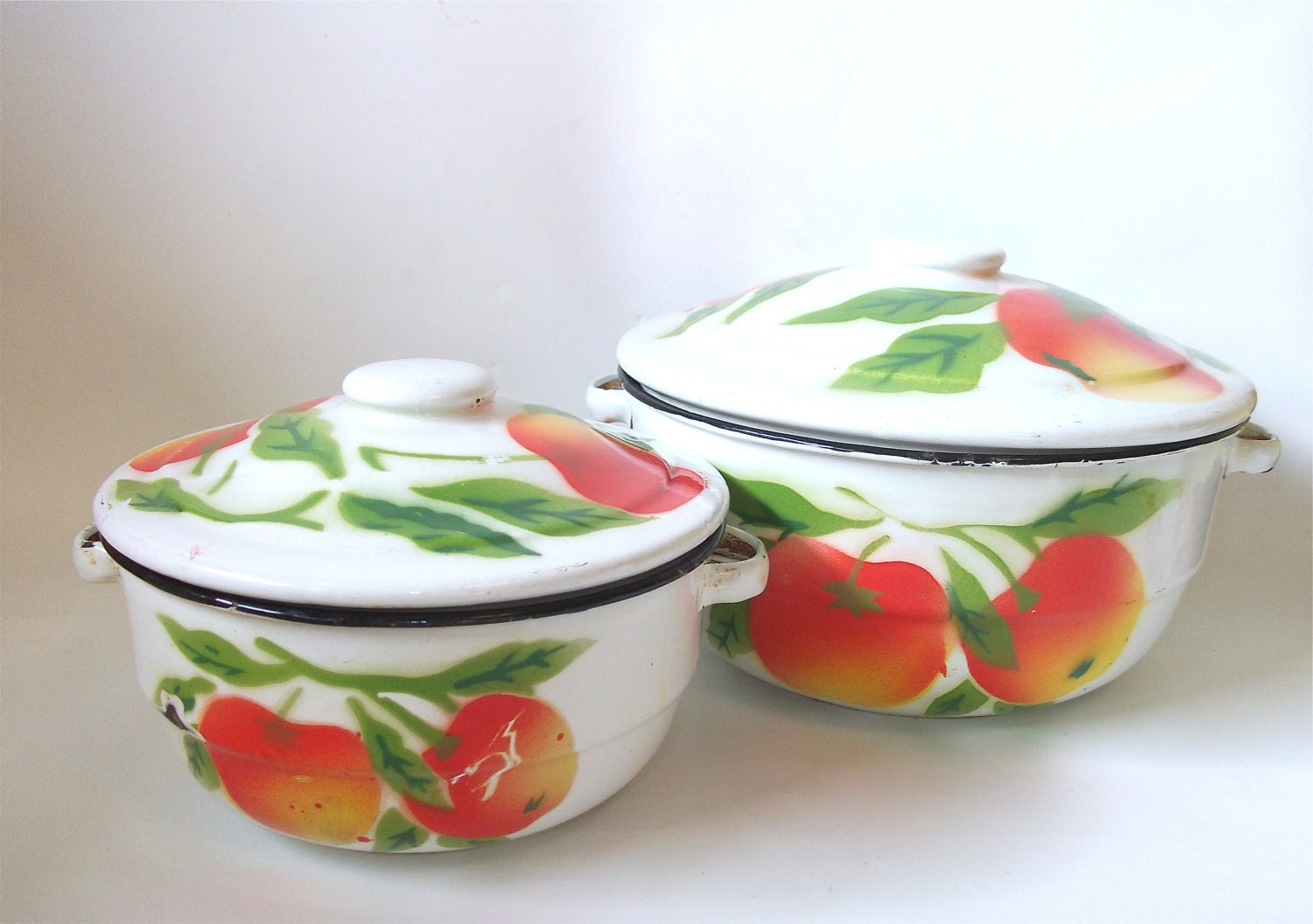 Vintage Graniteware Enamelware Enamel Cooking Pots - Vintage Enamel Bowls
