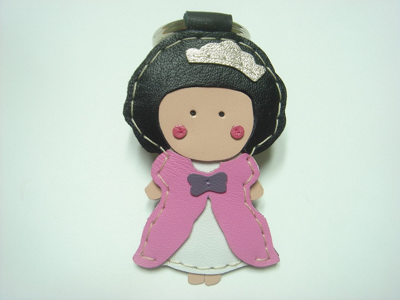 Lovely Princess Kelly leather keychain ( Pink )