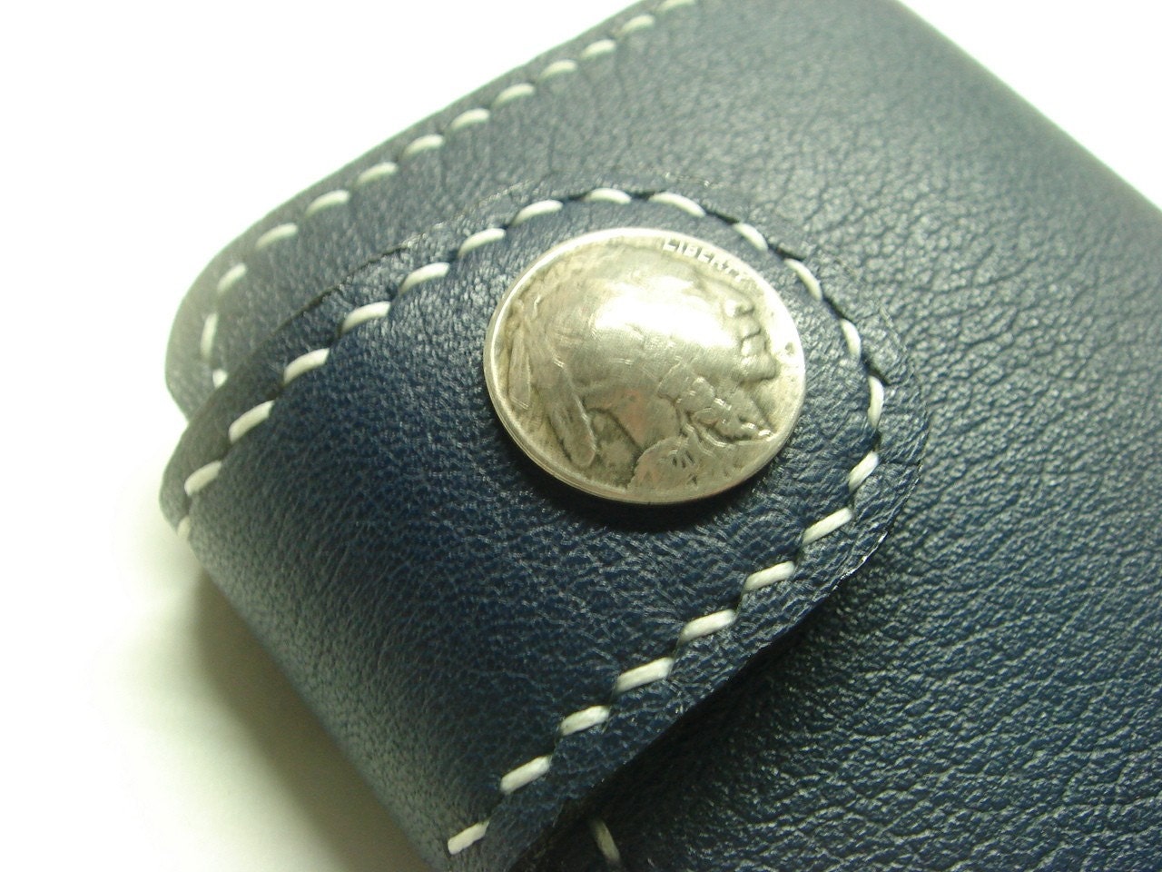 Blue Leather Wallet ( Indian Head Concho )