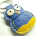 Fiona the Owl Leather Keychain ( Blue )