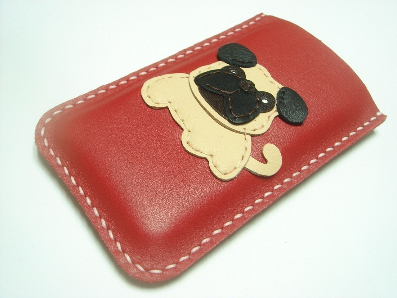 Bobby the Pug iPhone Leather Case ( Red )