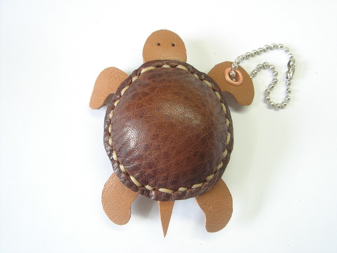 Winny the Turtle Thick Leather Charm ( Brown )