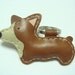 Nana the Corgi leather keychain ( Brown )