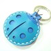 Leather Keychain - Penny the LadyBug  leather charm ( Blue )