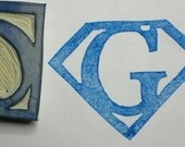 Superman Shield - Custom handcarved rubber stamp
