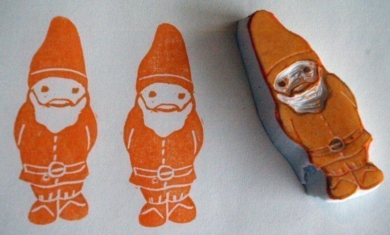 Gnup the Gnome - handcarved rubber stamp