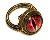 Steampunk Jewelry - RING - Evil Red Dragon Eye - Size 10 ONLY