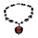 SteamGoth Jewelry - Necklace - Red and Black Skeleton Lady portrait Cameo