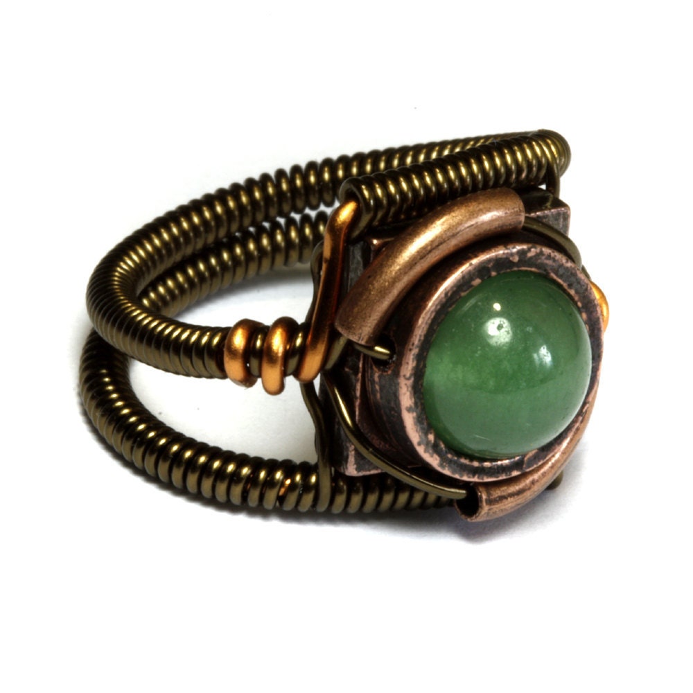Steampunk Jewelry - RING - Aventurine