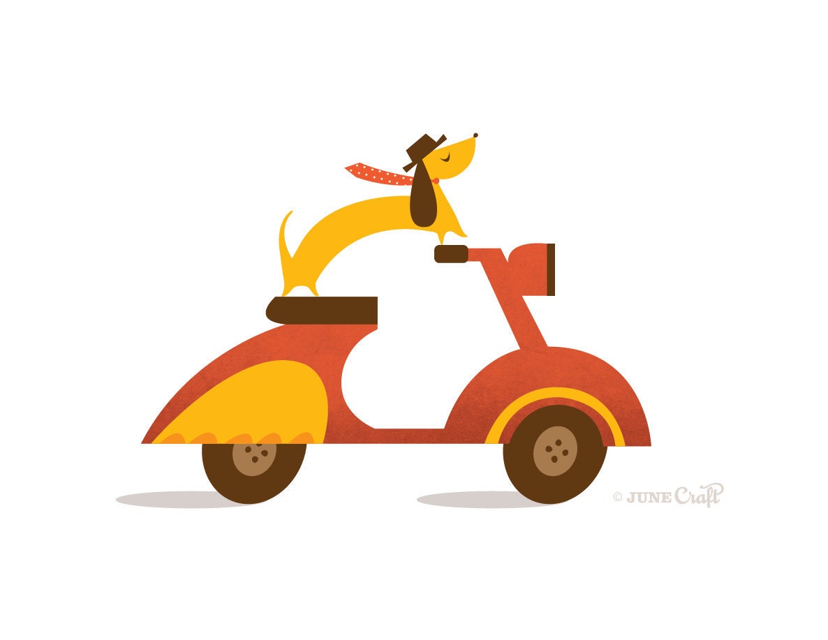 Norman Goes for a Ride - Digital Print -Orange