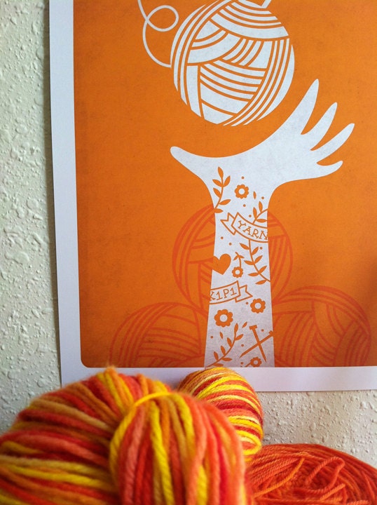 Yarn Love Digital Art Print - Orange