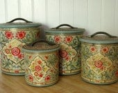 Jadeite Holland Daher Shabby Tin Canister Set of 4