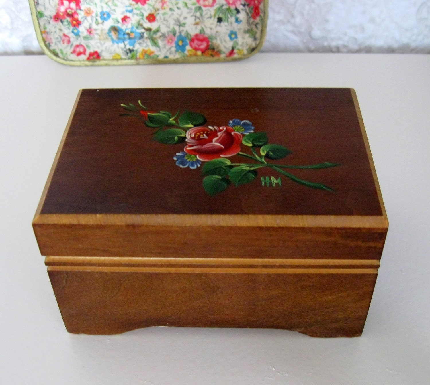 Hand Painted Rose Reuge Music Box by Somethingcharming on Etsy