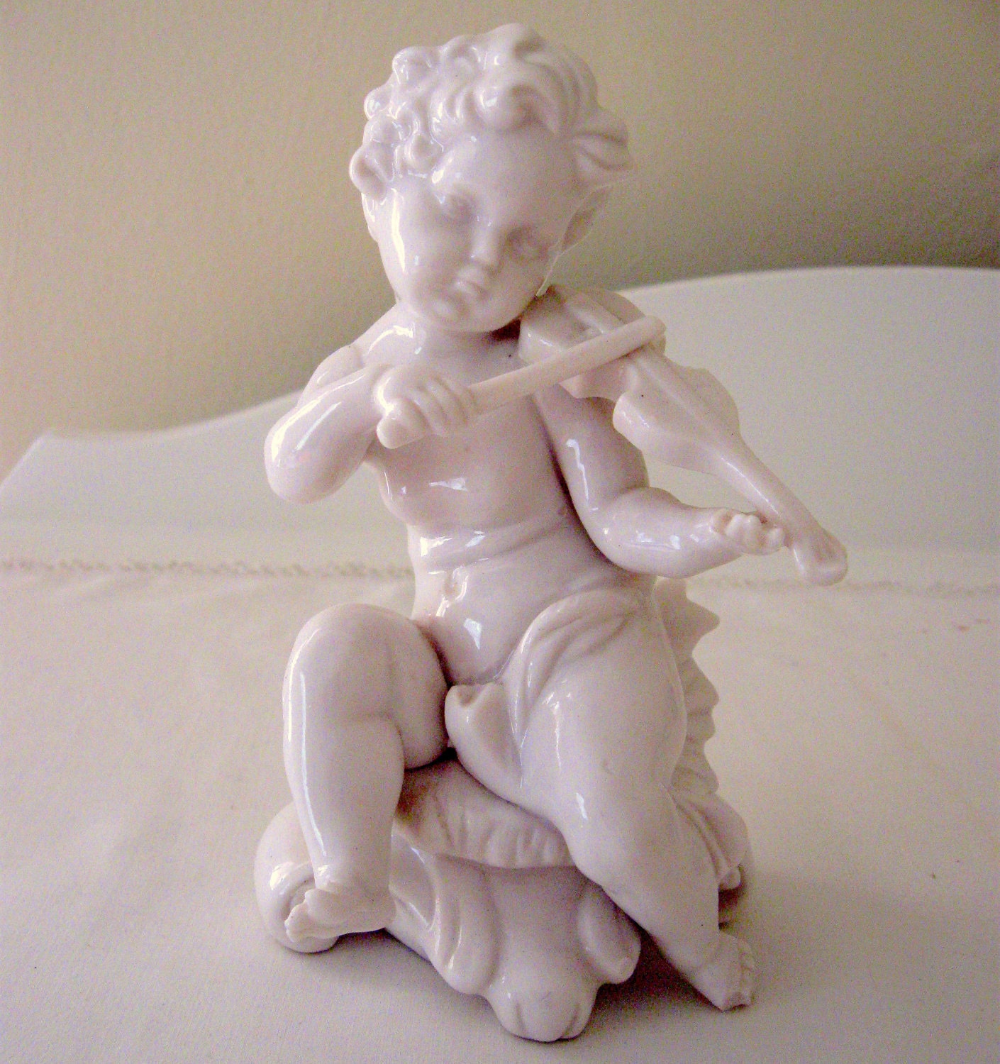Vintage Porcelain Cherub for Nightlight Lamp by Somethingcharming