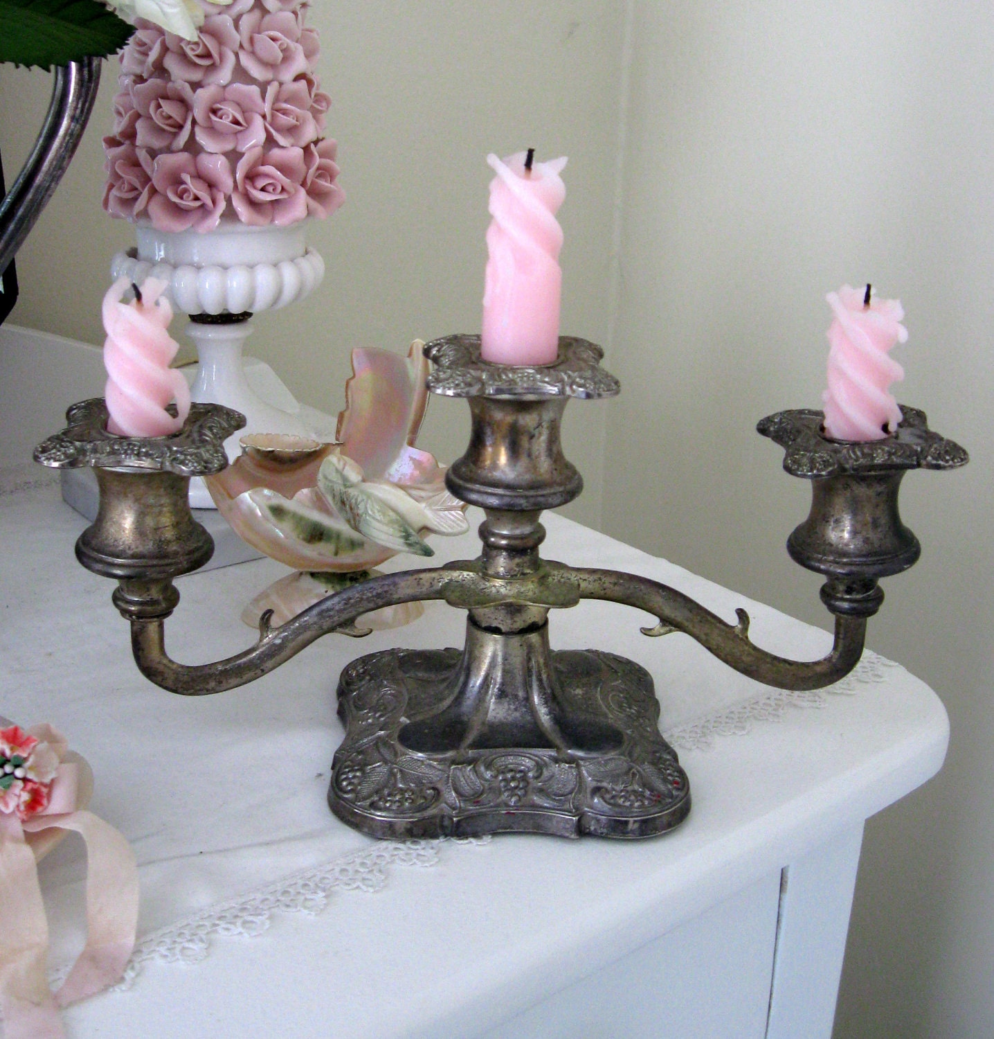 Candelabra, Romantic Candle Holder Three Arm