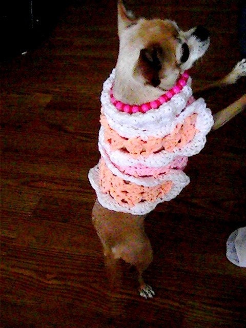 Immediate Download - PDF Crochet Pattern - Dog Sweater - Royal Ruffles